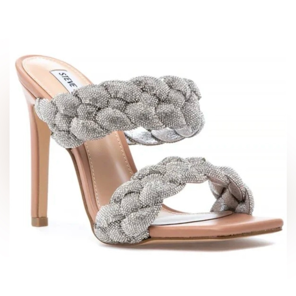 ✨Steve Madden Silver Braided Heels✨ - Picture 1 of 4